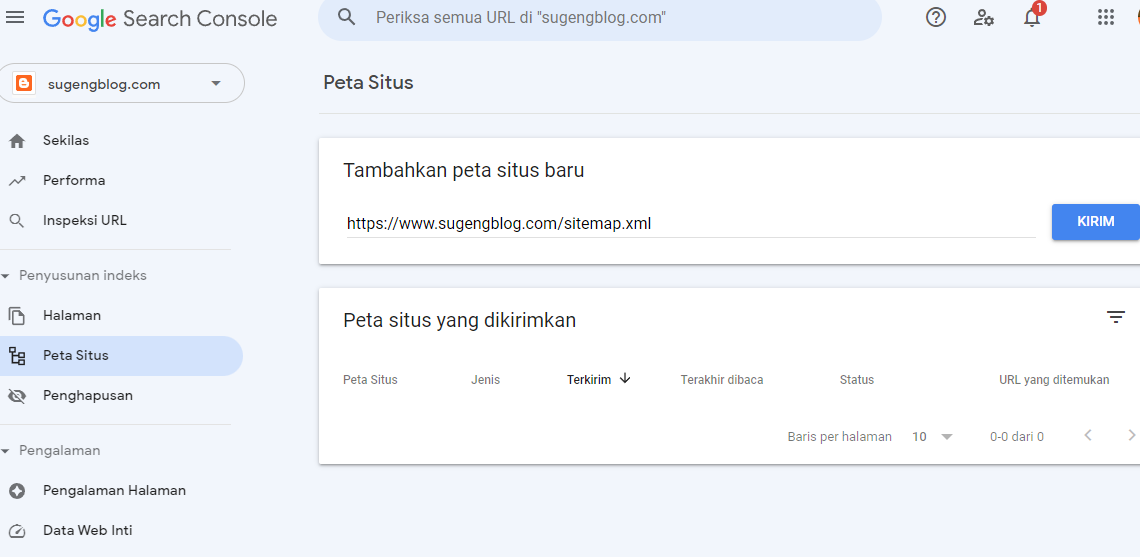 Submit Sitemap ke Google Search Console Submit Sitemap ke Google Search Console
